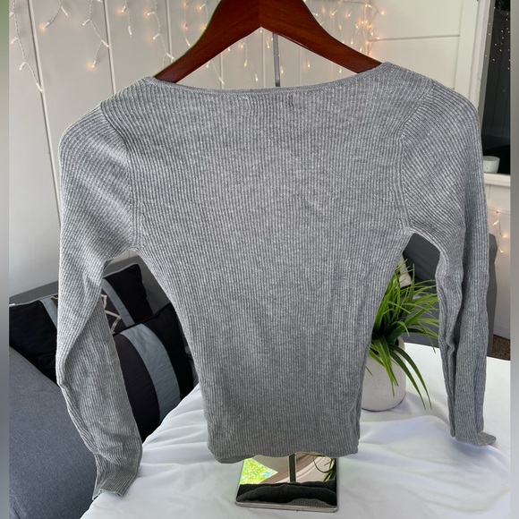Leith Women Gray Long Sleeve Top XXS - Picture 2 of 4